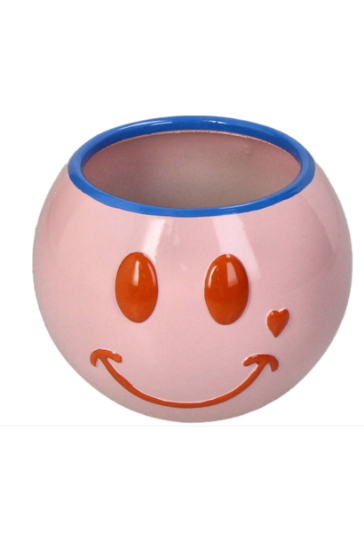 Bloempot Smiley Roze