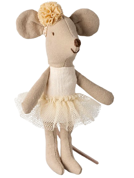 Ballerina Mouse Little Sister - Off White - Maileg-1