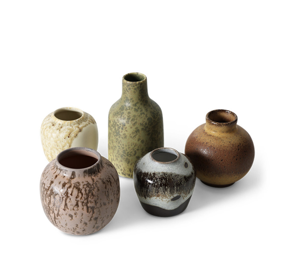 70s Ceramics Small Vase Caramel Chocolate - HK Living-2