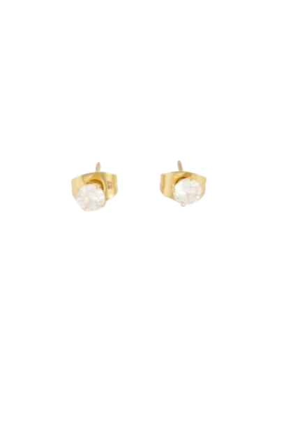 Classic Studs With Transparent Stone Gold
