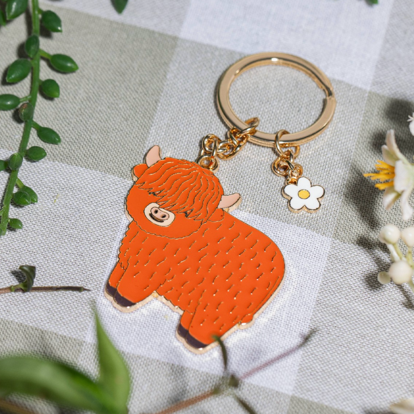 Key ring Highland Cow Enamel - Sass & Belle-2