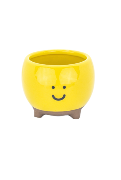 Planter Smiley Geel