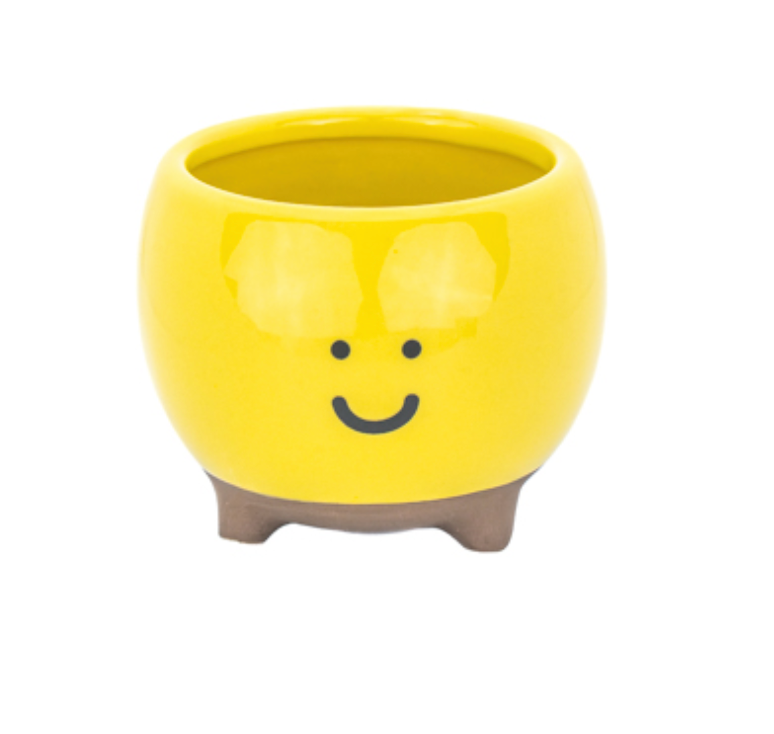 Planter Smiley Yellow - Sass & Belle-1