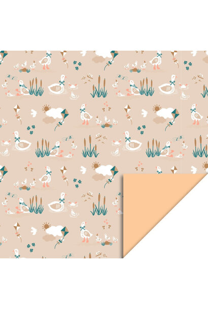 Dubbelzijdig Inpakpapier - Baby Goose  - Peach