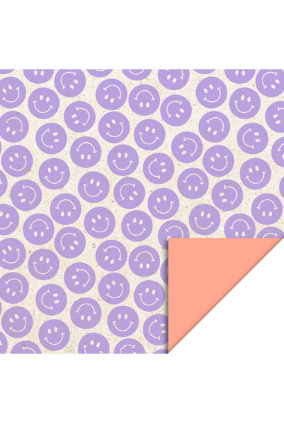 Dubbelzijdig Inpakpapier - Smiley Lila  - Salmon