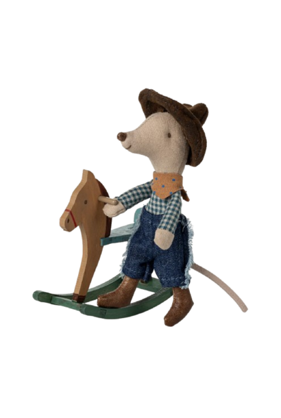Cowboy Mouse On Rocking Horse Little brother