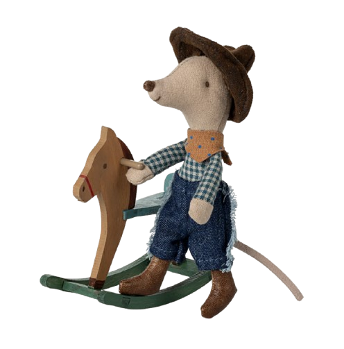 Cowboy Mouse On Rocking Horse - Atelier Olala-1