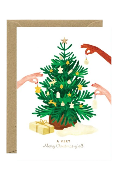 Wenskaart A Very Merry Christmas Y'all Kerstboom