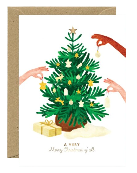 Wenskaart A Very Merry Christmas Y'all Kerstboom - Atws.-1