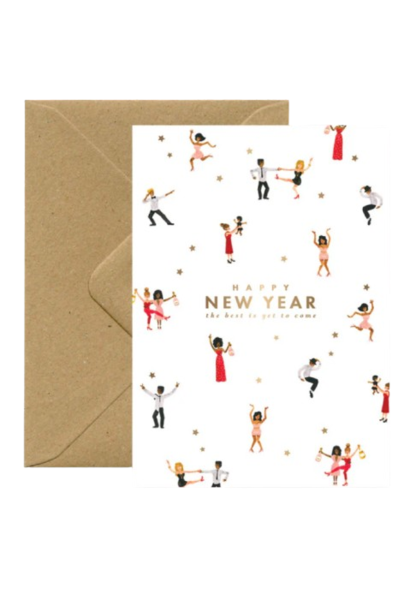 Greeting Card Happy New Year Dancers