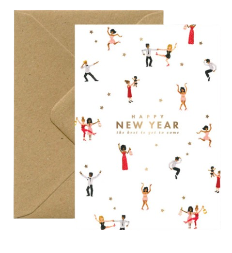 Wenskaart Happy New Year Dancers - Atelier Olala-1