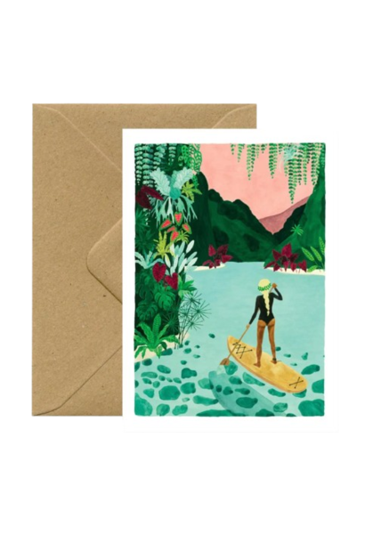 Wenskaart Paddle Girl