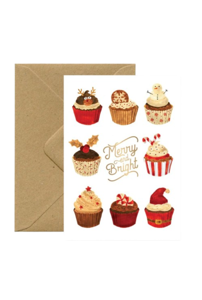 Wenskaart Kerst Cupcakes