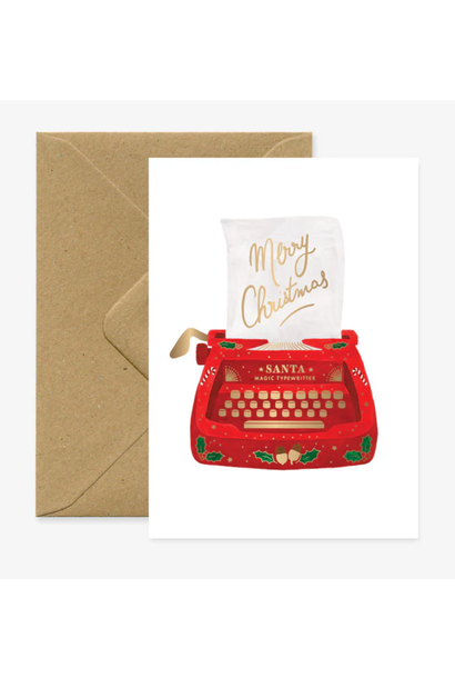 Wenskaart Merry Christmas Typemachine
