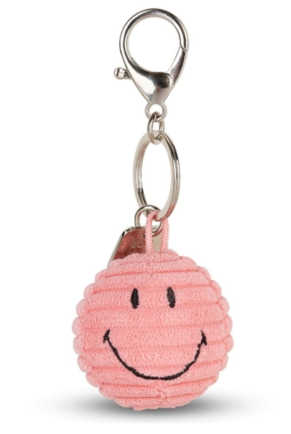 Smiley Keychain Corduroy Bubblegum Pink