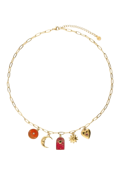 Mystic Halsketting Met Verschillende Bedels Goud