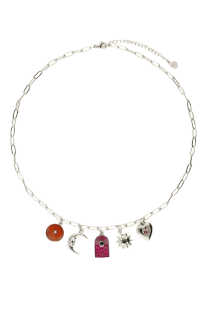 Mystic Halsketting Met Verschillende Bedels Zilver