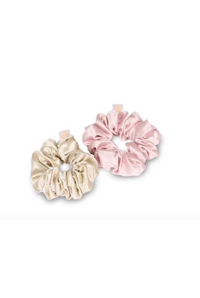 Satijnen Scrunchies Champagne & Pink