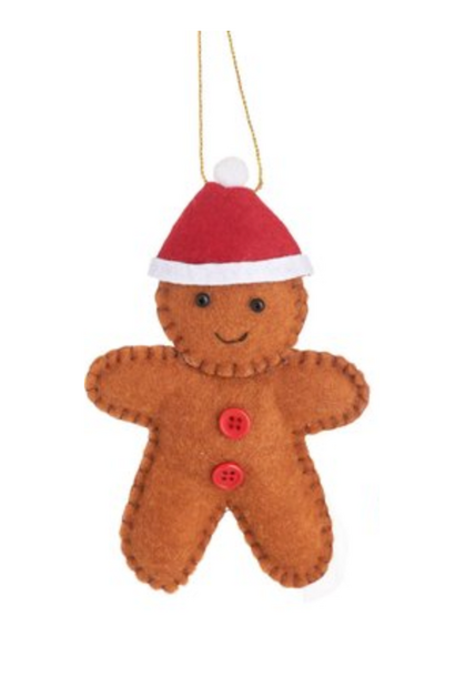 Christmas ornament Gingerbread Man with Santa Hat