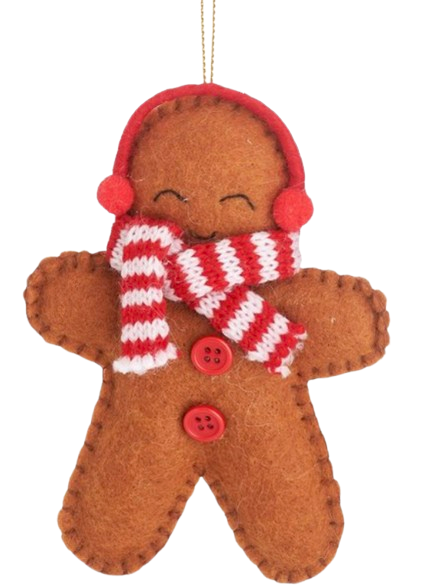 Kerstornament Ginger Bread Mannetje Met Sjaal - Sass & Belle-1