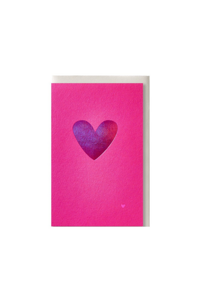 Wenskaart Hart Fluo Roze