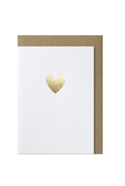 Wenskaart Goud Hart  Wit Groot