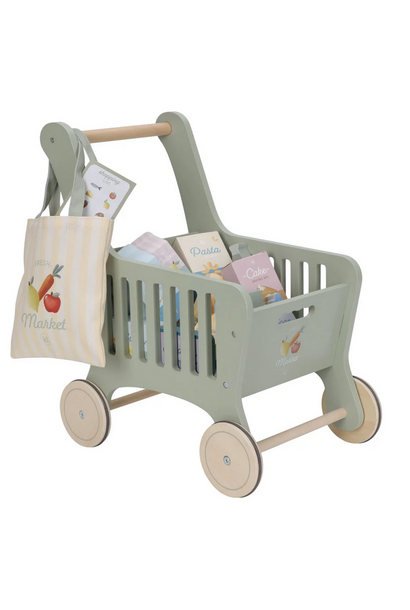 Houten Winkelwagen Groen
