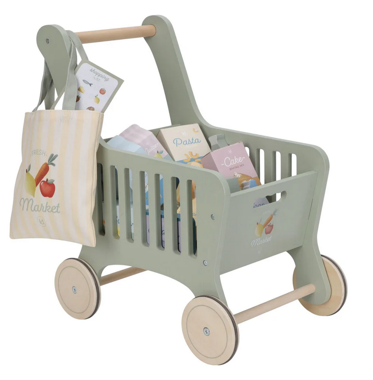 Houten Winkelwagen Groen - Little Dutch-1