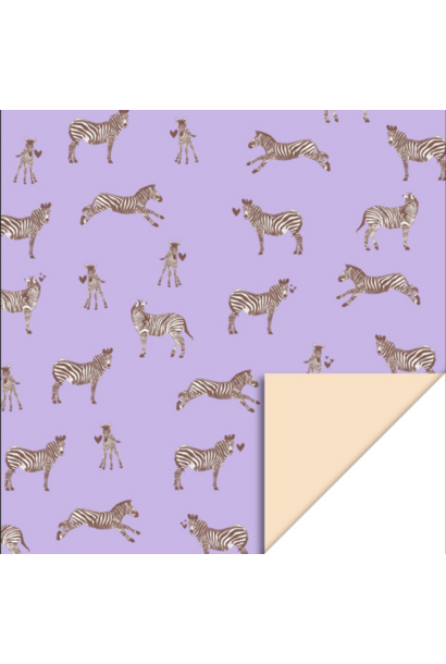 Dubbelzijdig Inpakpapier - Zebra Lilac - Peach