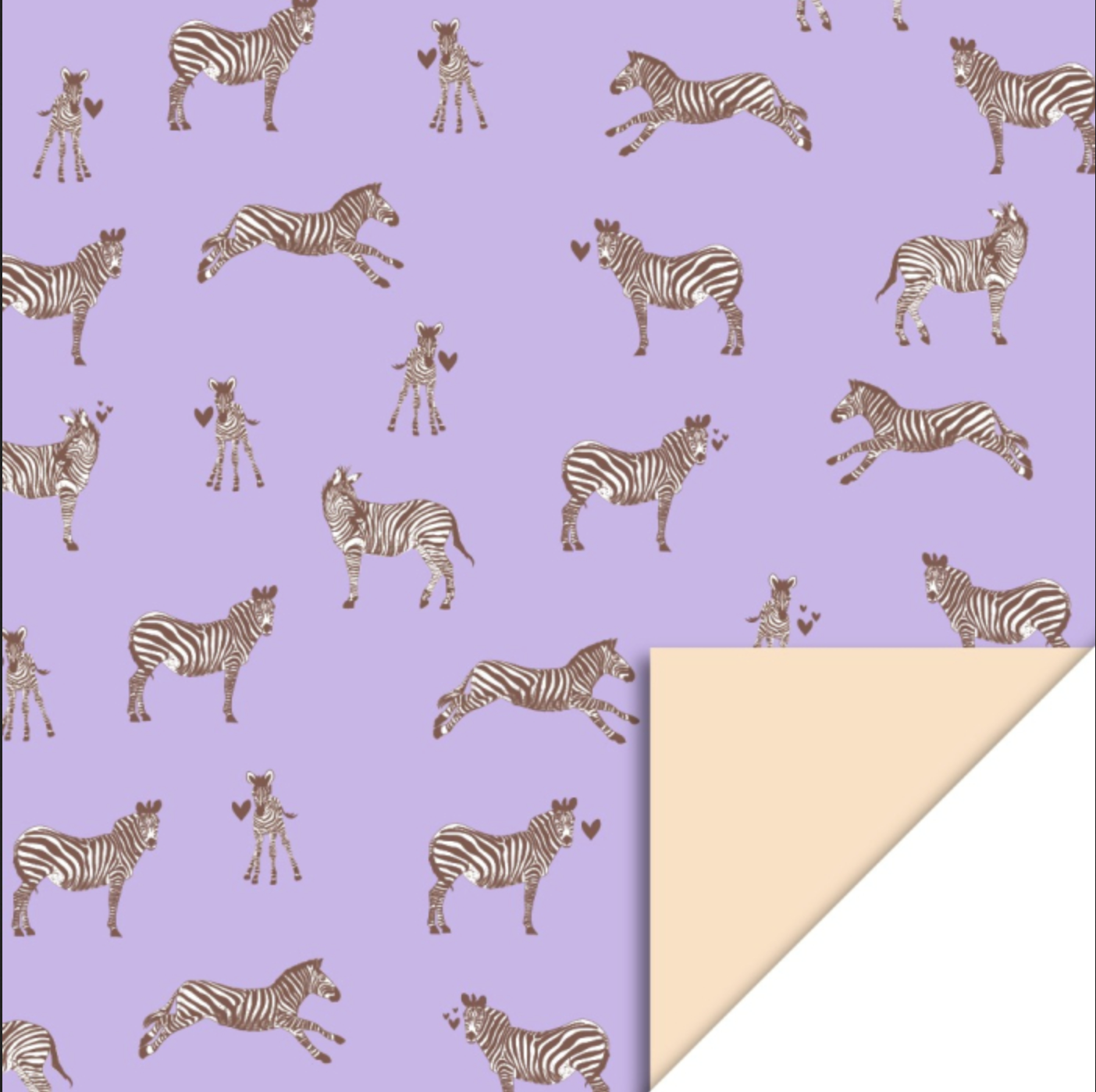 Dubbelzijdig Inpakpapier - Zebra Lilac - Peach-1
