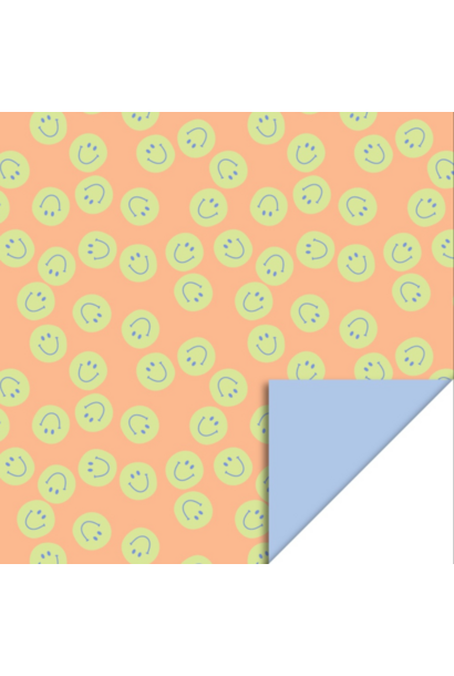 Dubbelzijdig Inpakpapier - Smile Orange - Blue