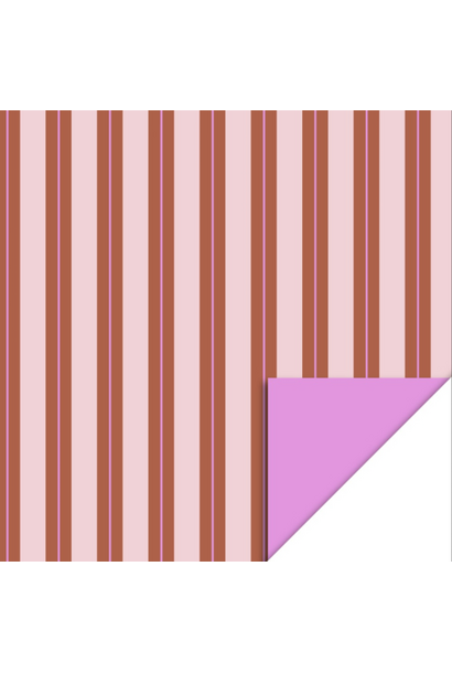 Dubbelzijdig Inpakpapier - Stripe Chalk Chocolate - Pink