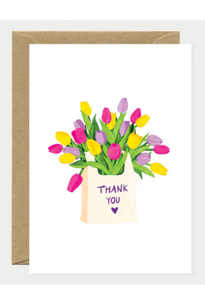 Wenskaart Thank You Tulip Bag