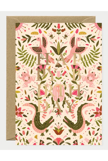 Wenskaart Happy Birthday Pink Croco