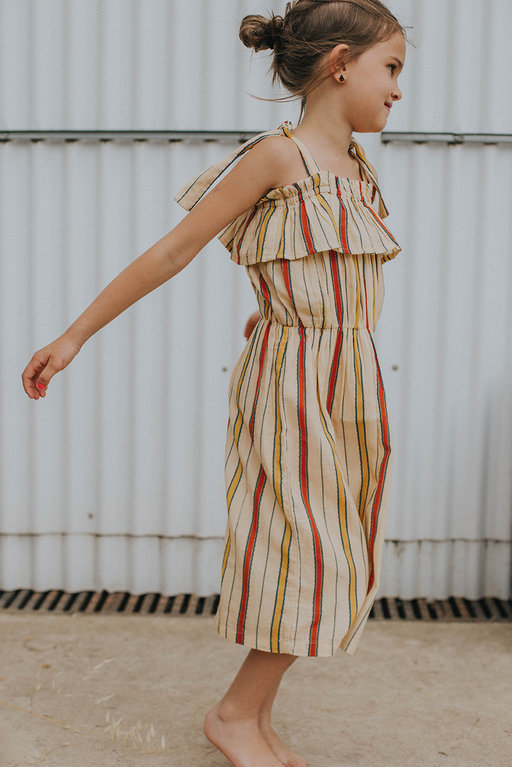 A MONDAY Rie dress - Abricot illusion stripe