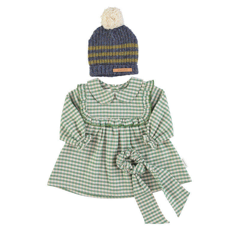 PiuPiuChick Baby peter pan dress green checkered