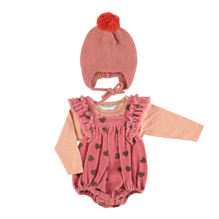 PiuPiuChick baby romper with frills Pomegrenate