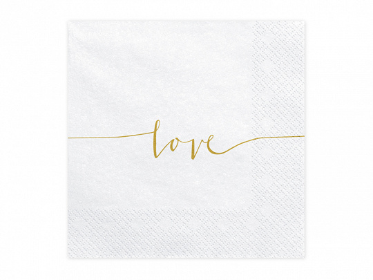 Servetten love | wit-goud | 20 stuks