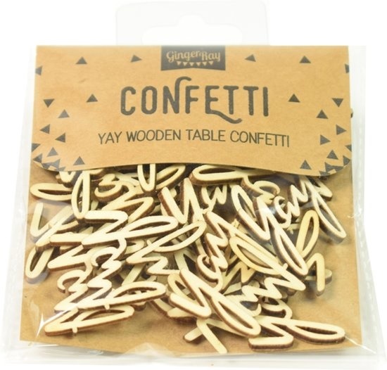 Houten tafelconfetti - Yay (25 stuks)