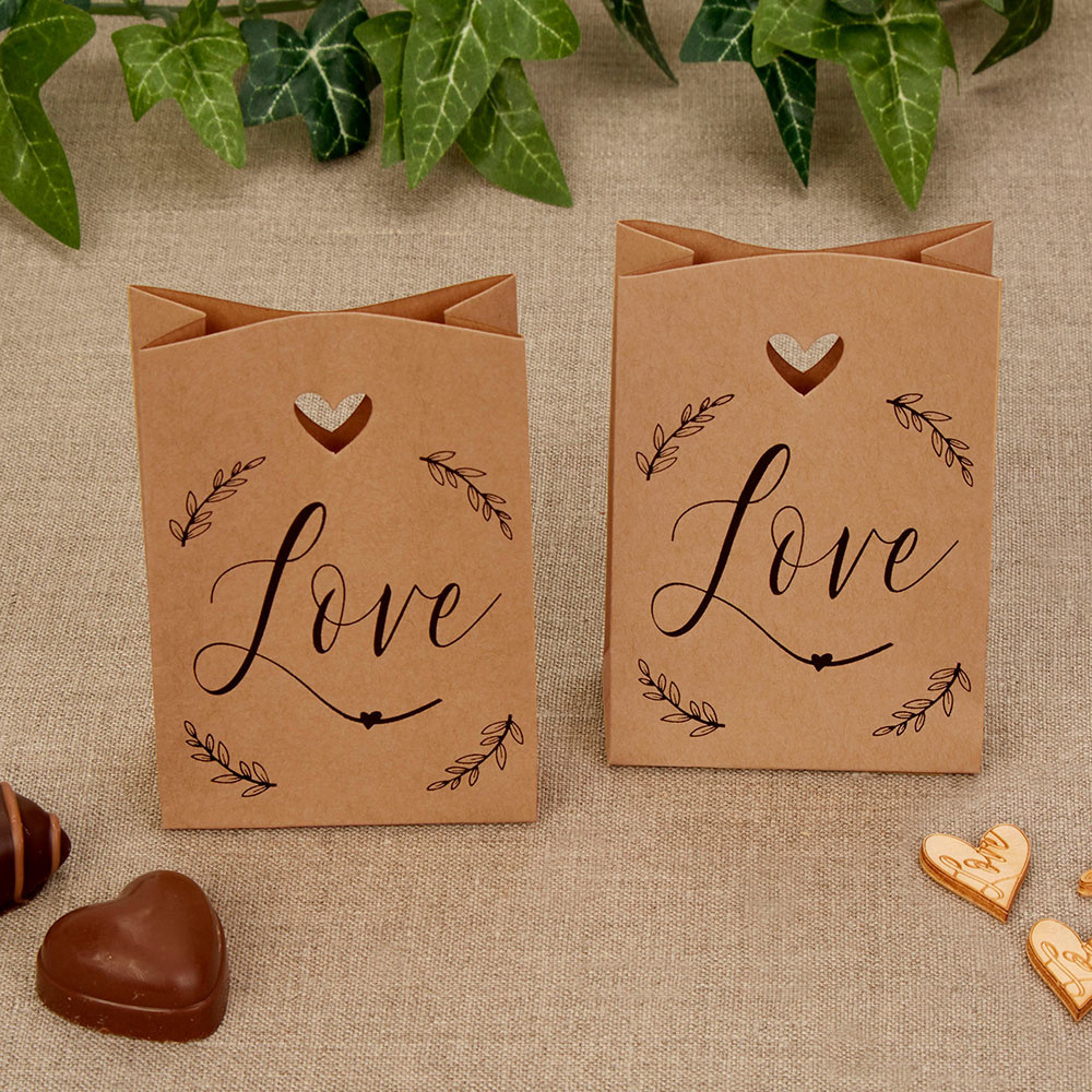 Bedankzakjes Love - kraft - 10 stuks