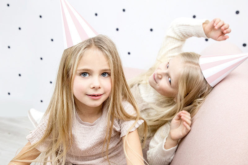 Feestmuts - gestreept - roze - 6 stuks