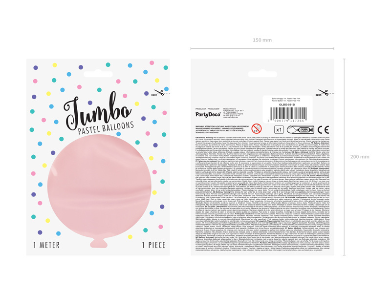 Jumbo pastel ballon - geel - 1 meter