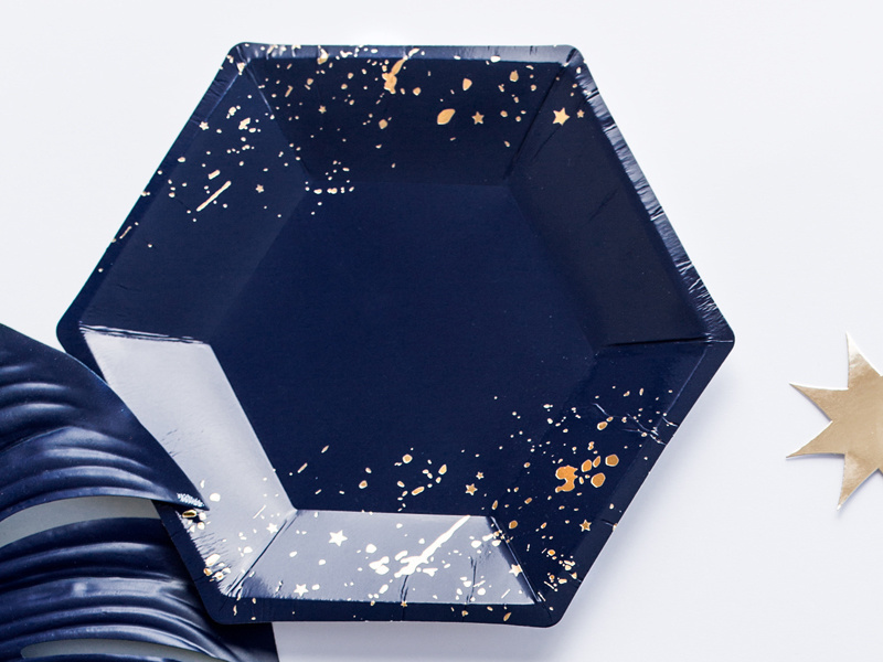 Borden Splash - navyblauw/goud - 20cm (6 stuks)