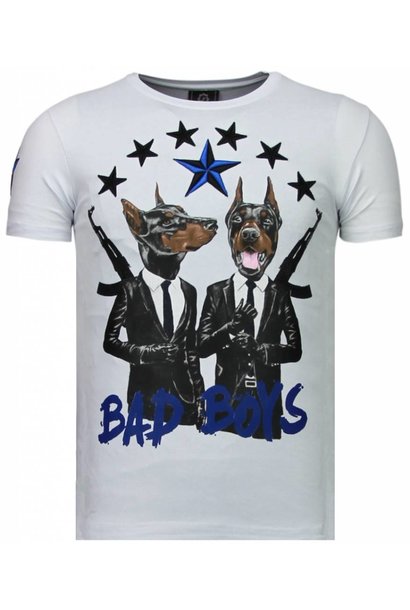 Camiseta Hombre - Bad Boys Pinscher - Blanco