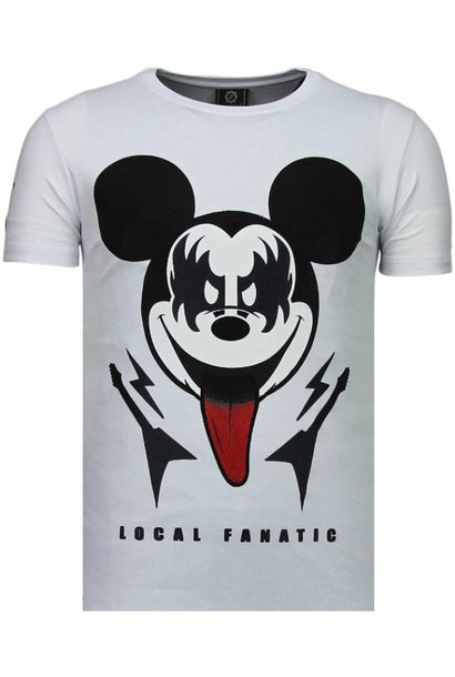 T-shirt Heren - Kiss My Mickey - Wit