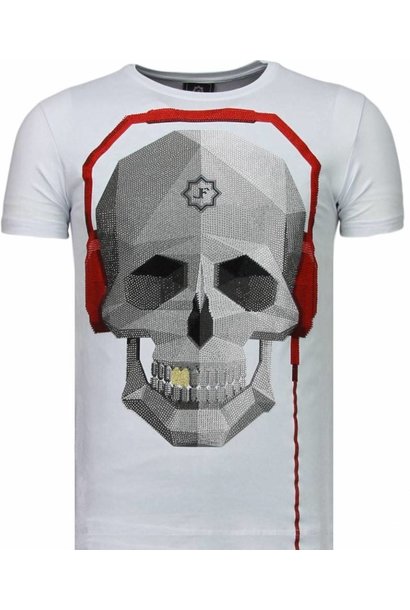 T-shirt Heren - Skull Beat - Wit