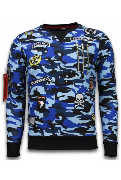 Sweat Hommes Broderie - Airborne Camo - Bleu