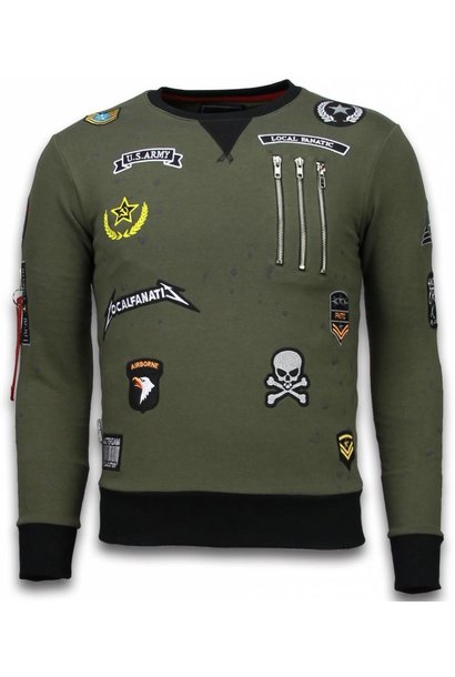 Sweater Heren Borduur - Airborne - Groen