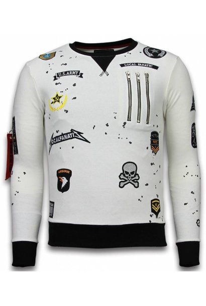 Sweater Heren Borduur - Airborne - Wit