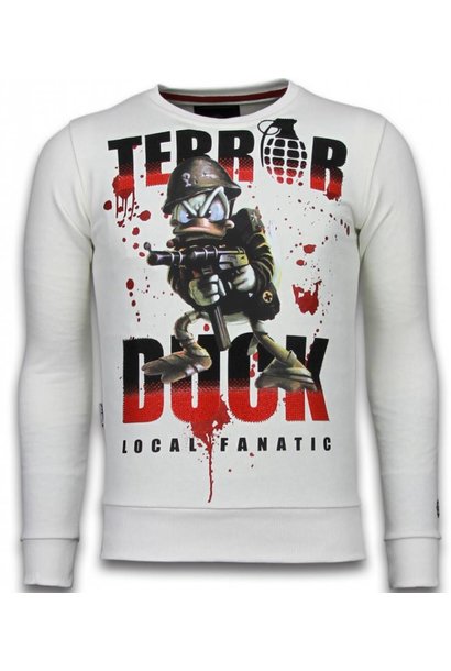 Sweater Heren - Terror Duck - Wit